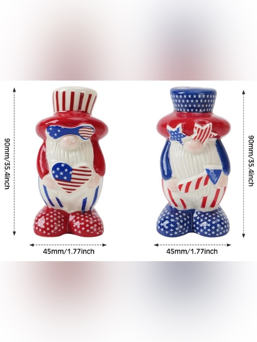 Patriotic Gnome Salt & Pepper Shakers - Red White Blue - Picture 5 of 6